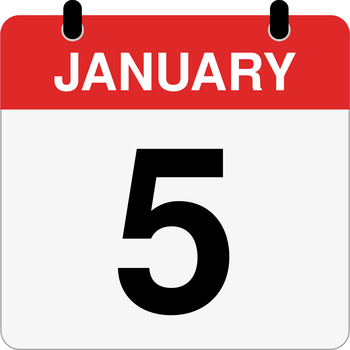 single day calendar graphic for January 5th