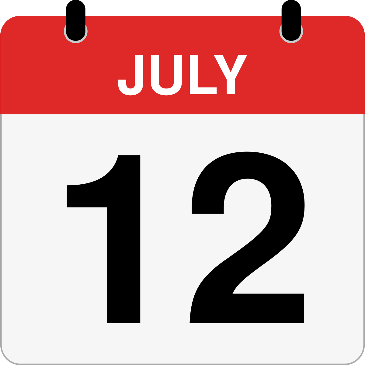 single day calendar graphic for July 12th