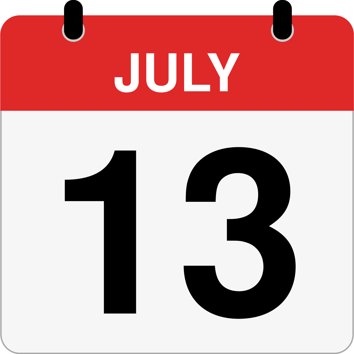 single day calendar graphic for July 13th