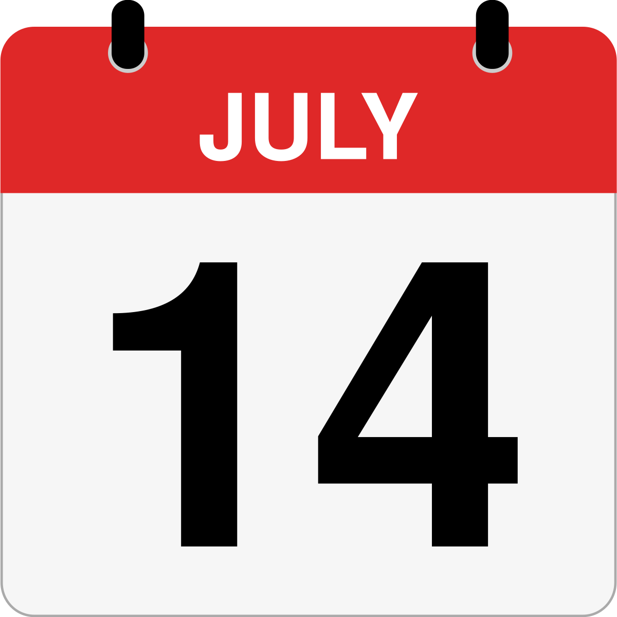single day calendar graphic for July, 14th