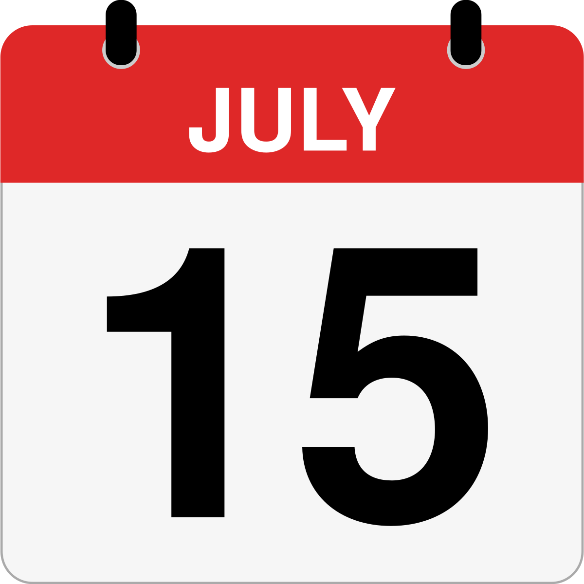 single day calendar graphic for July 15th