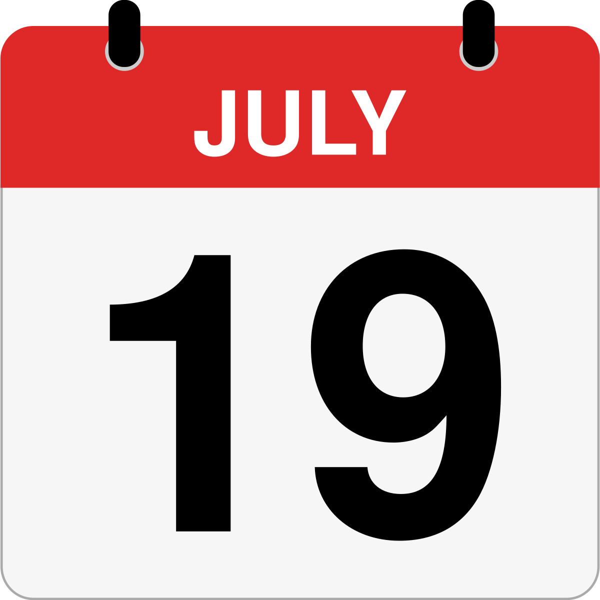 single day calendar graphic for July 19th