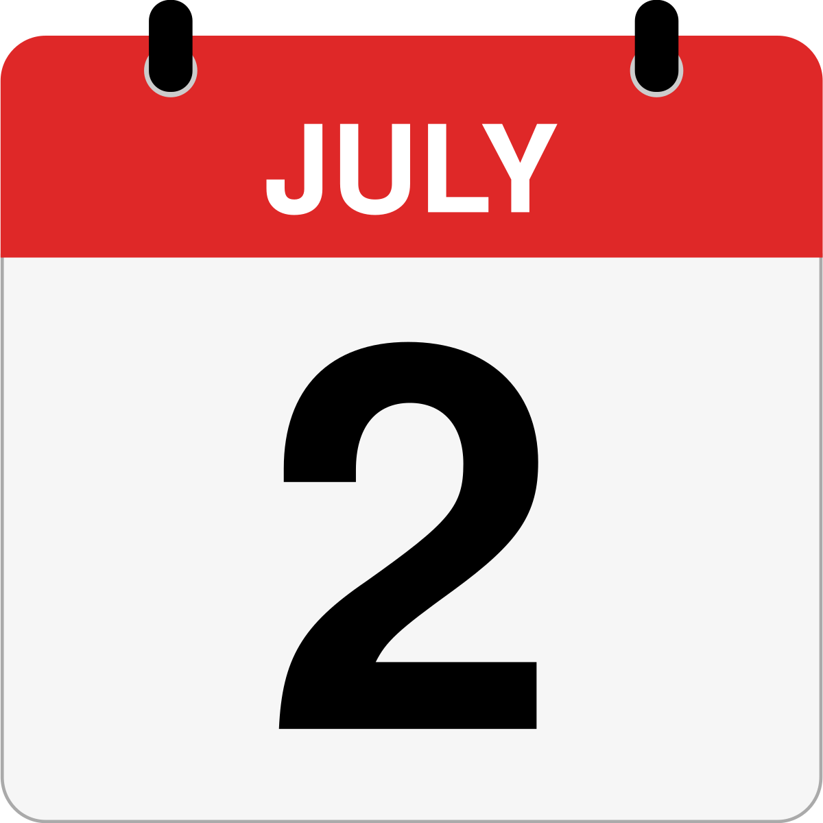 single day calendar graphic for July 2nd
