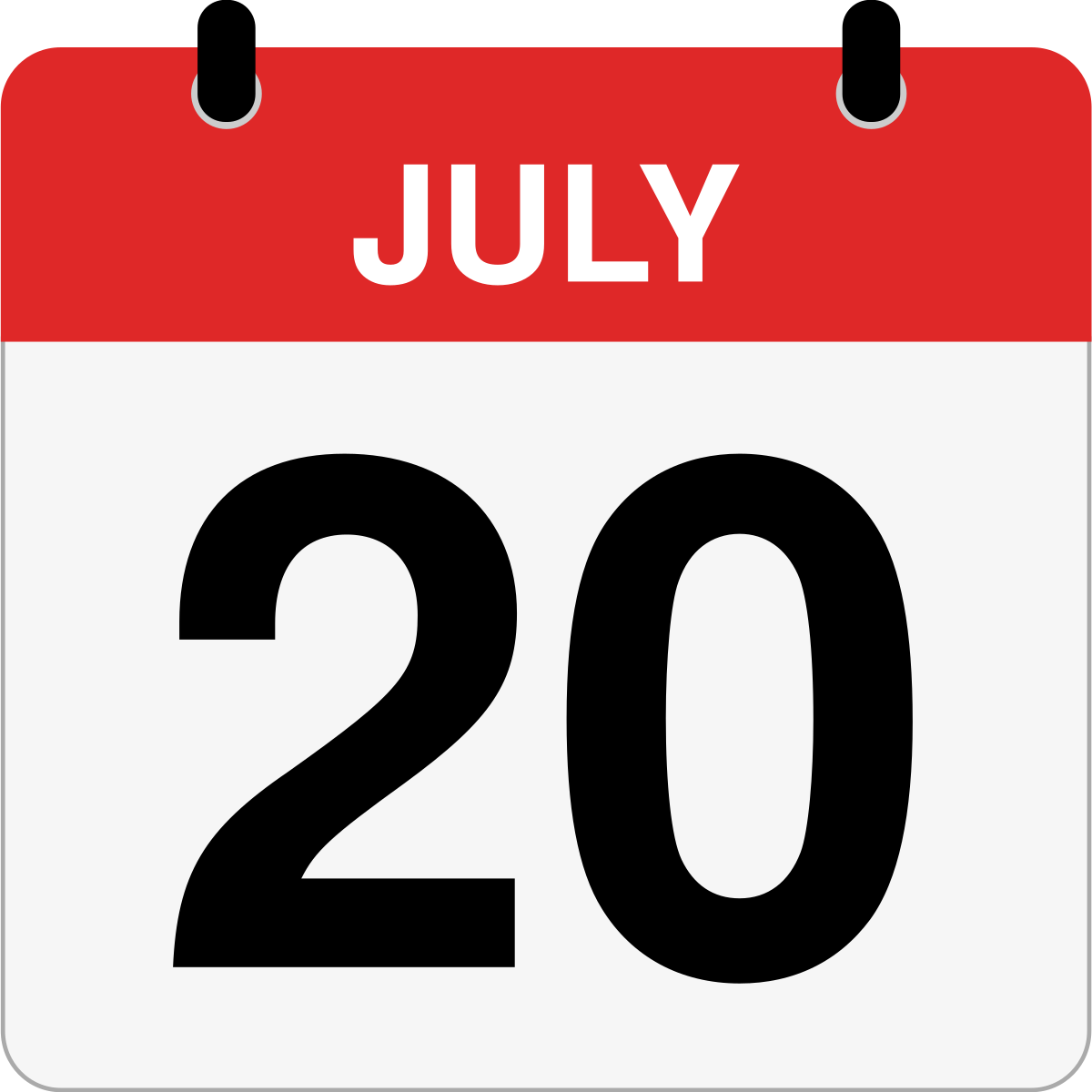 single day calendar graphic for July, 20th