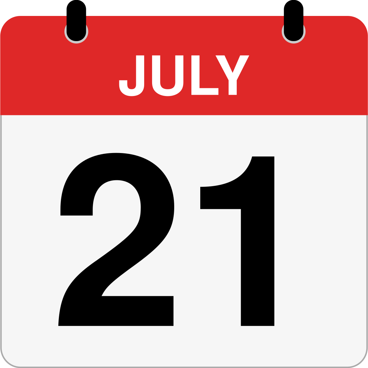 single day calendar graphic for July, 21st