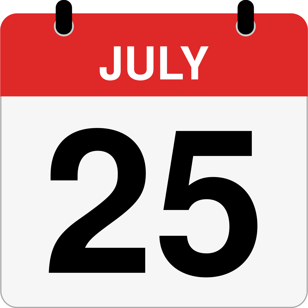 single day calendar graphic for July 25th
