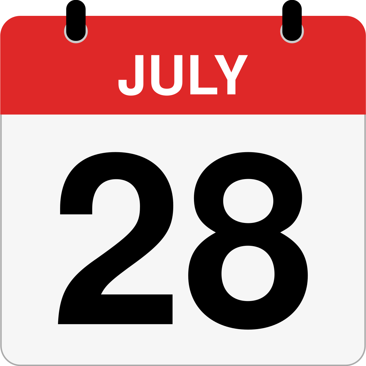 single day calendar graphic for July 28th
