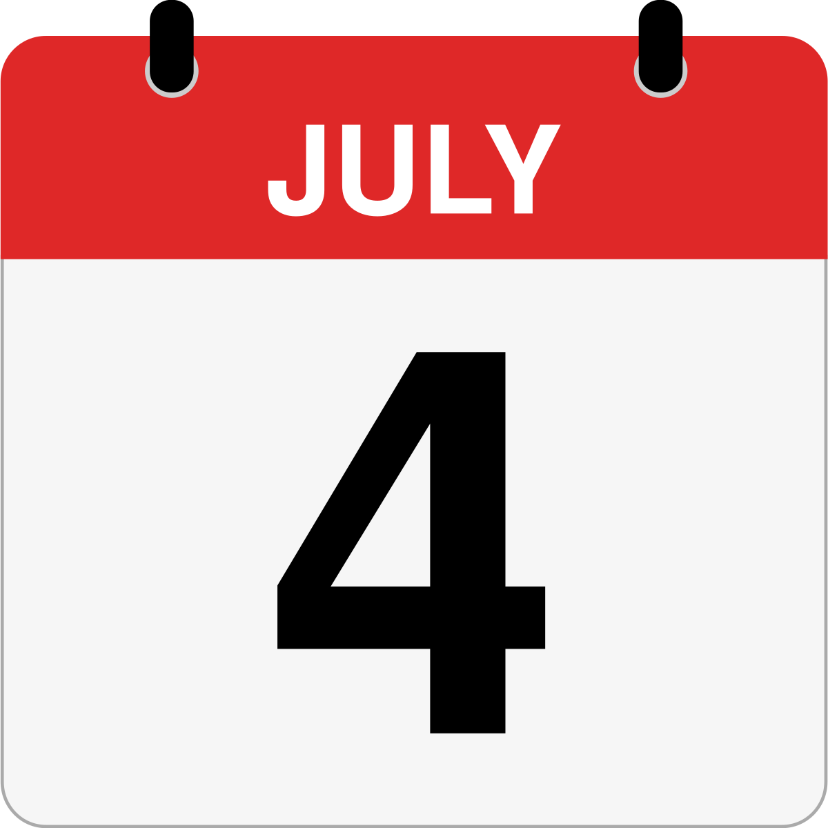 single day calendar graphic for July 4th