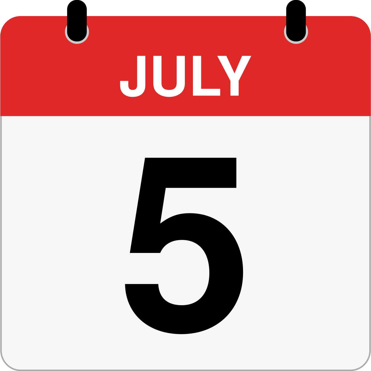 single day calendar graphic for July 5th