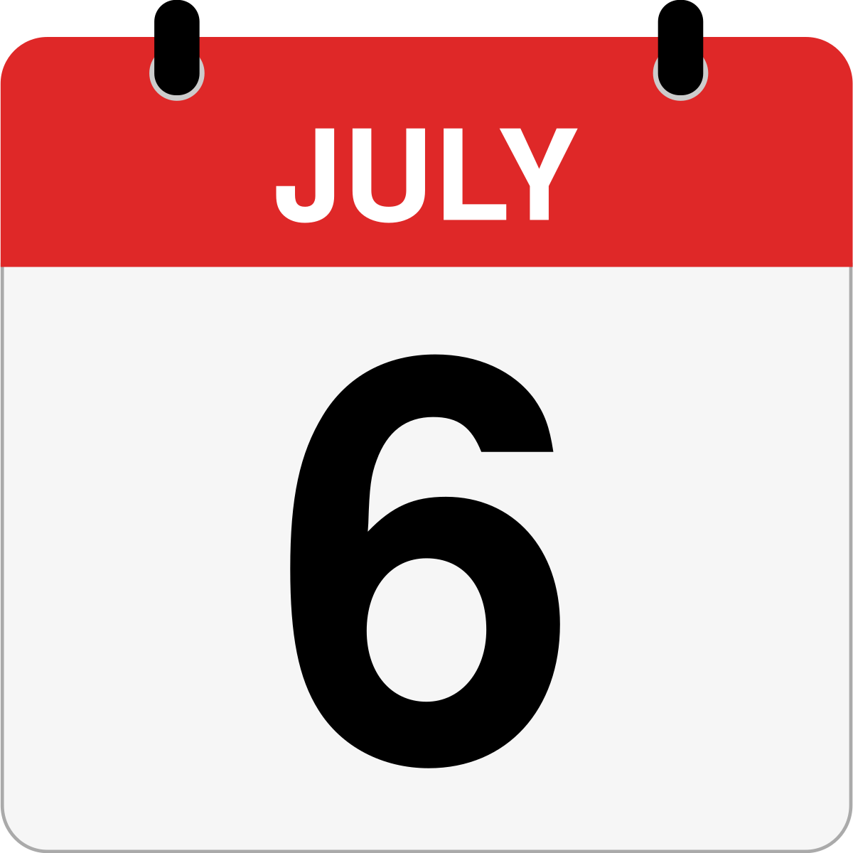 single day calendar graphic for July 6th