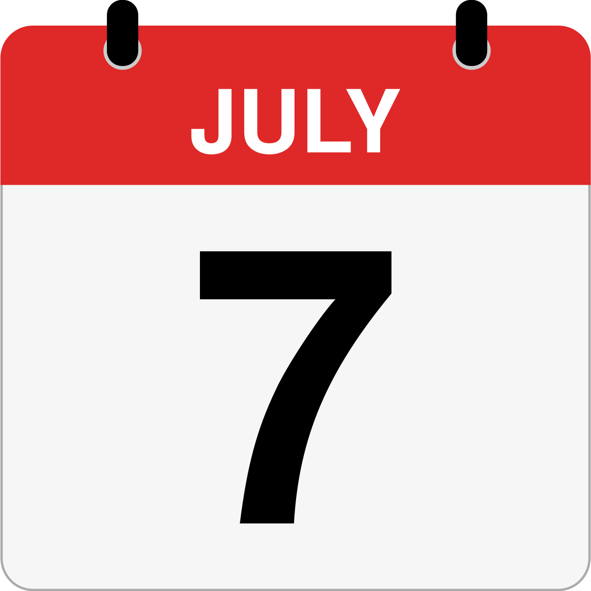 single day calendar graphic for July 7th