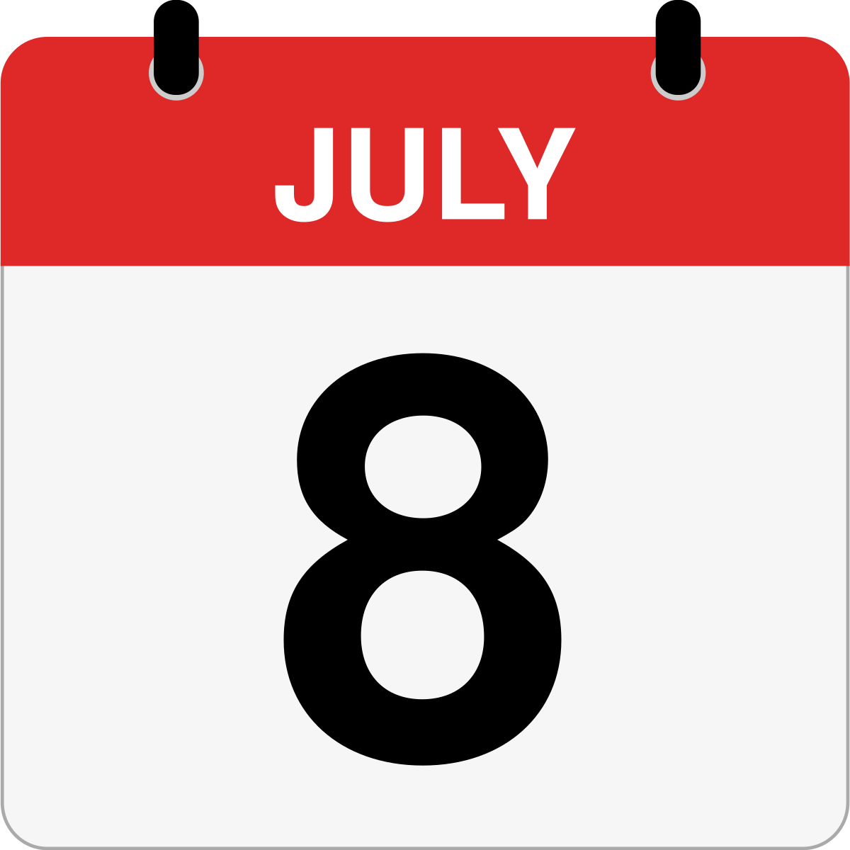 single day calendar graphic for July 8th