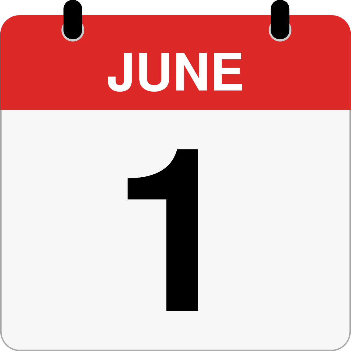 single day calendar graphic for June 1st