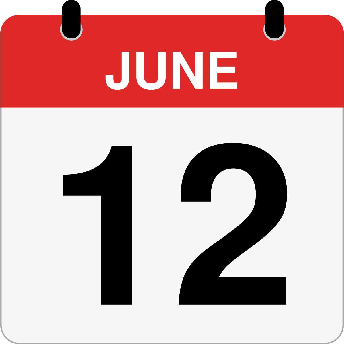single day calendar graphic for June 12th