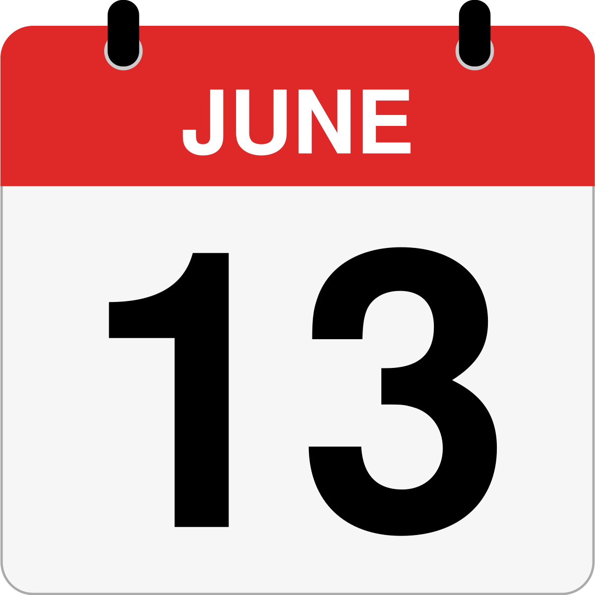 single day calendar graphic for June 13th