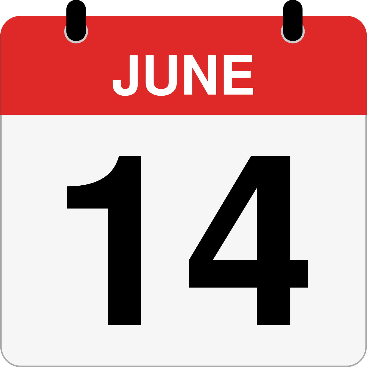 single day calendar graphic for June 14th