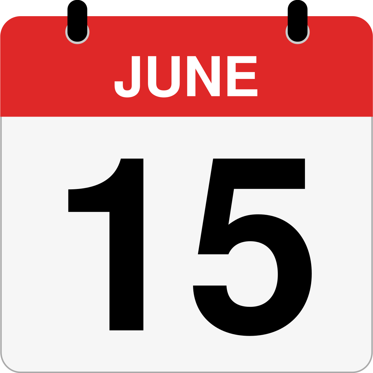 single day calendar graphic for June, 15th
