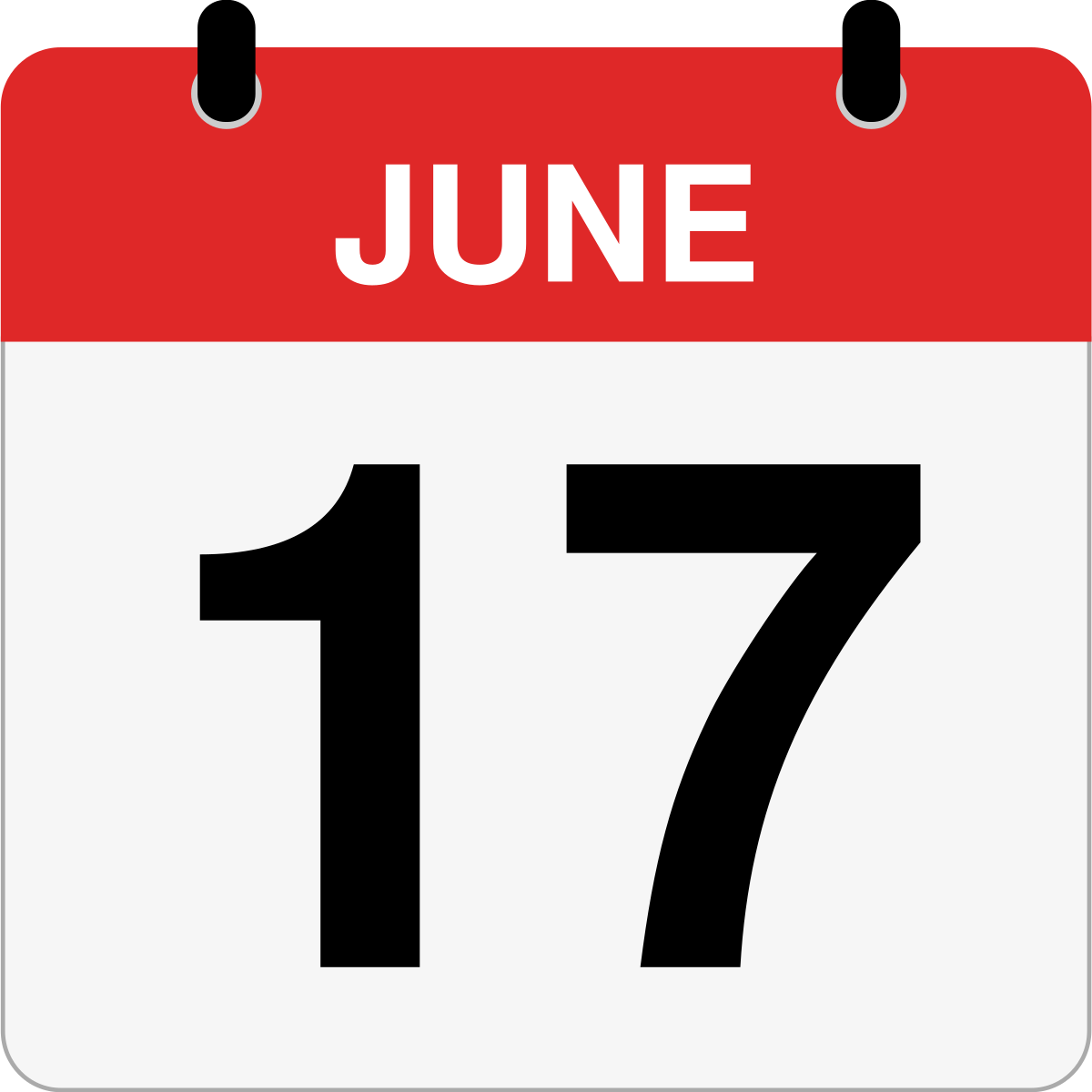 single day calendar graphic for June, 17th
