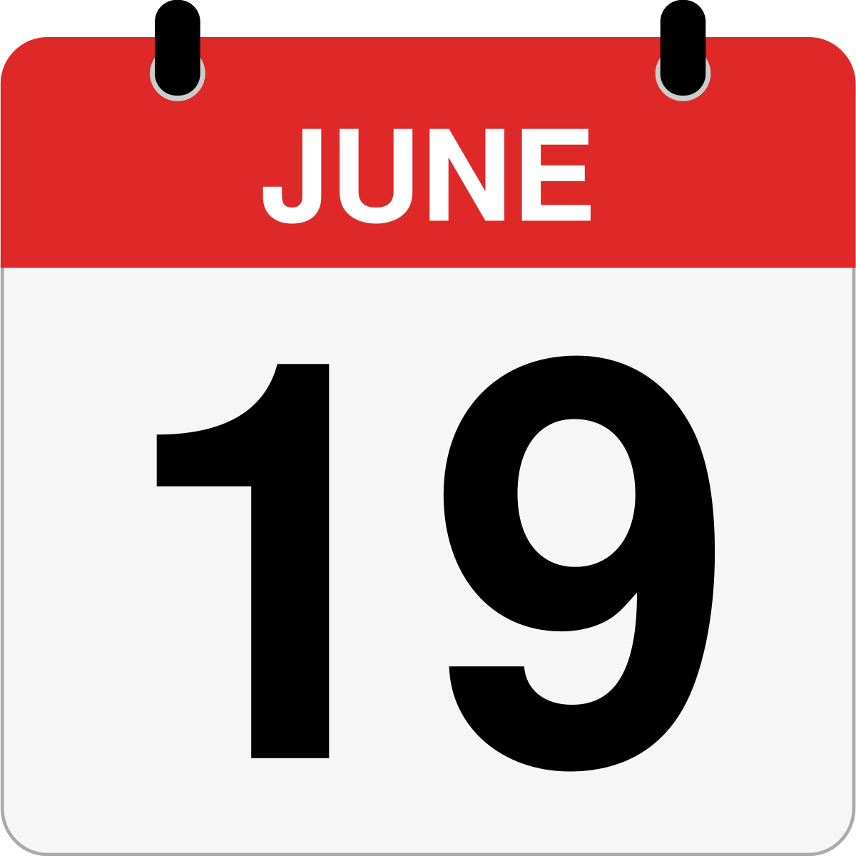 single day calendar graphic for June 19th
