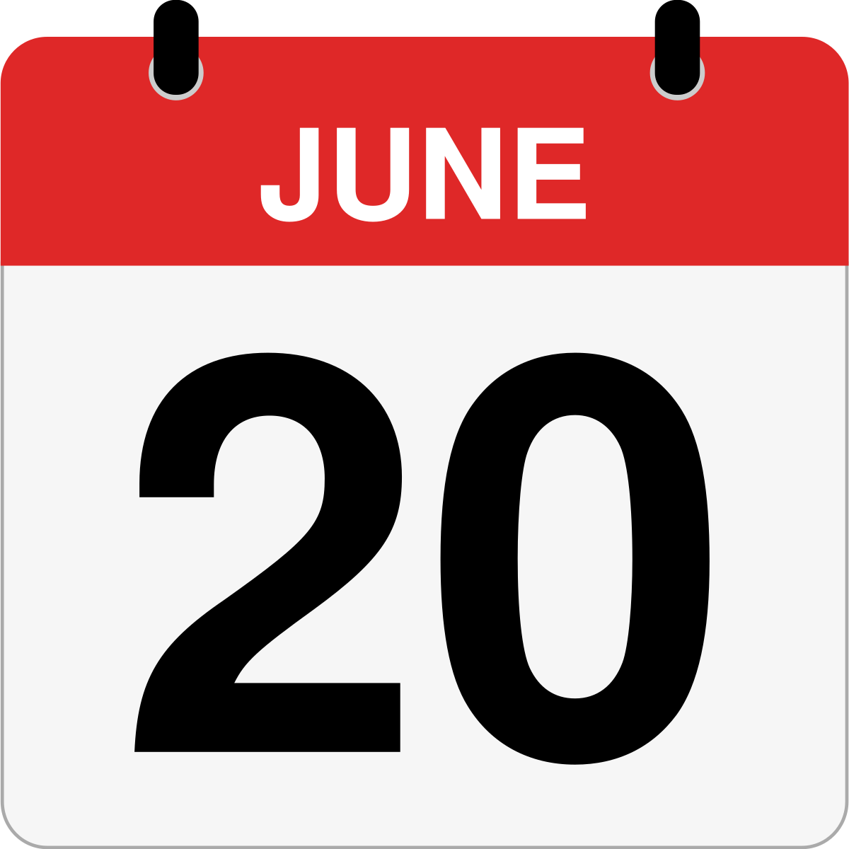single day calendar graphic for June 20th