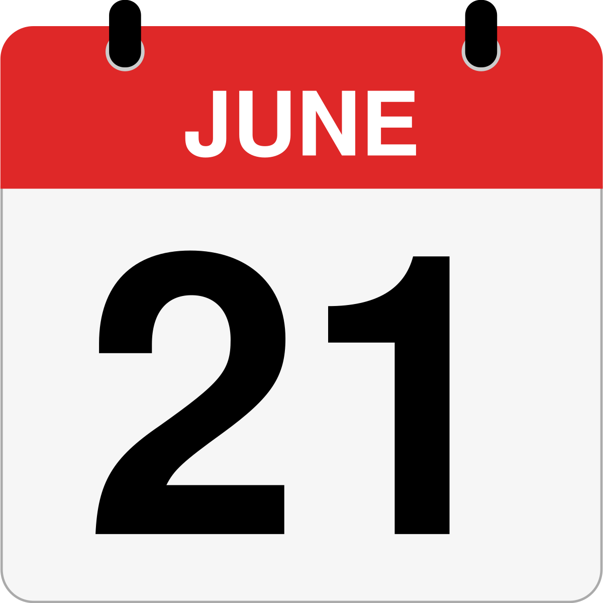 single day calendar graphic for June 21st