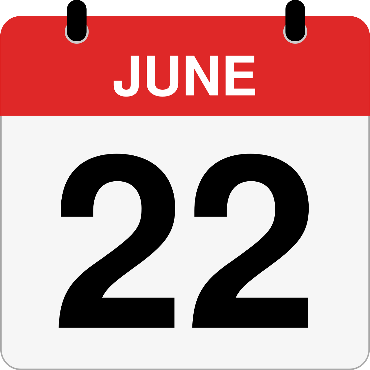 single day calendar graphic for June 22nd