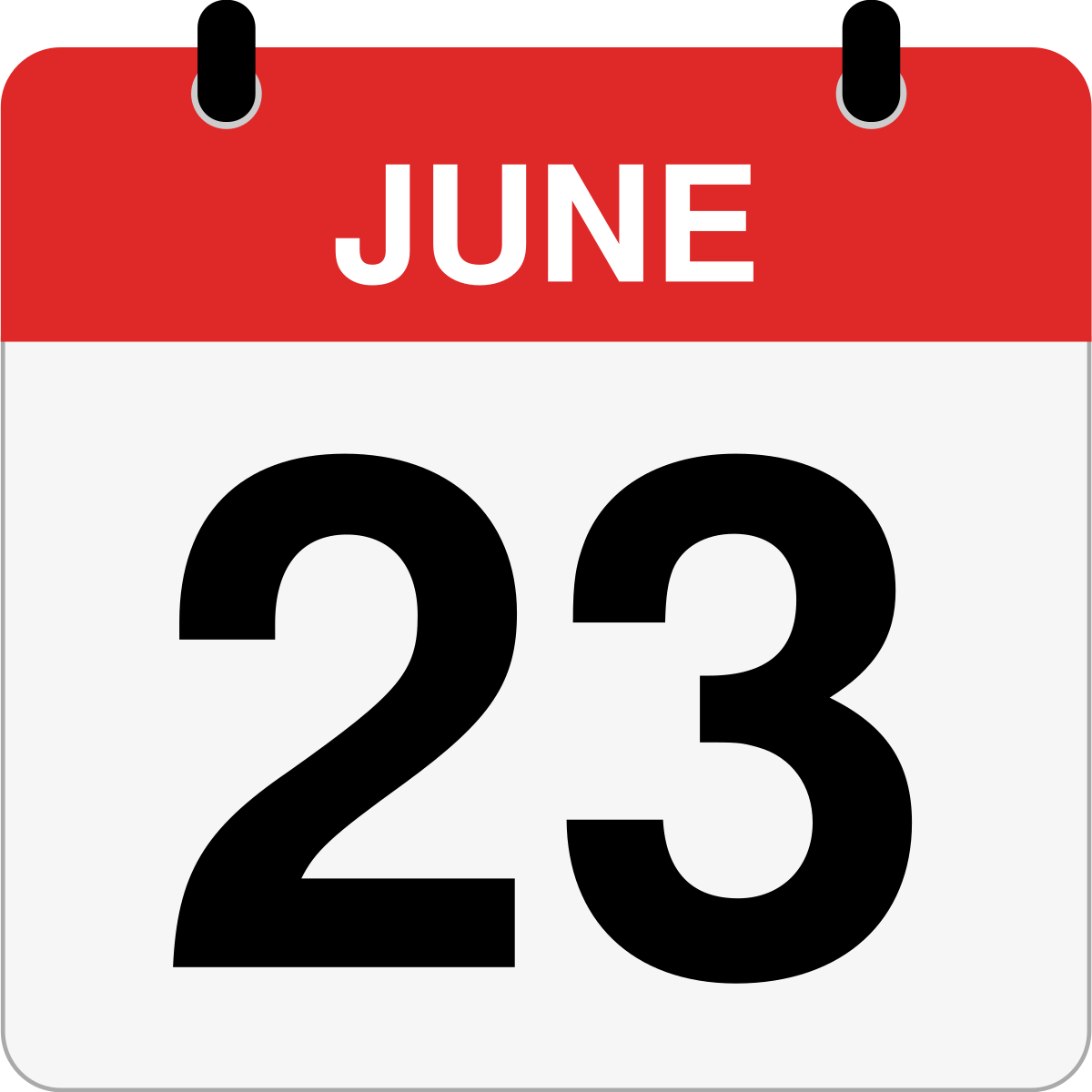 single day calendar graphic for June 23rd