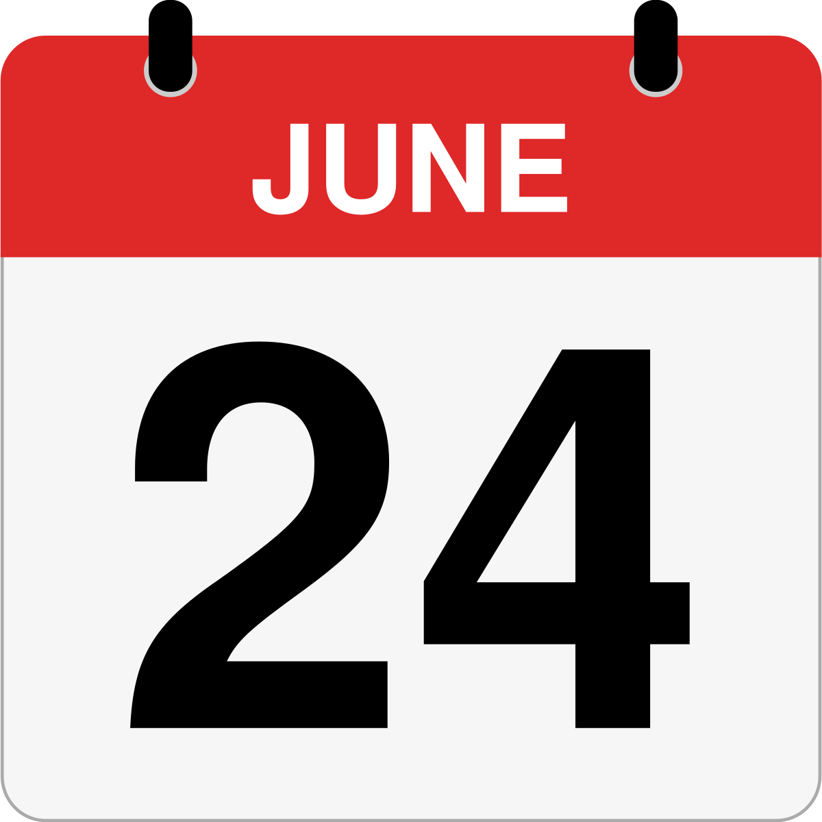 single day calendar graphic for June, 24th