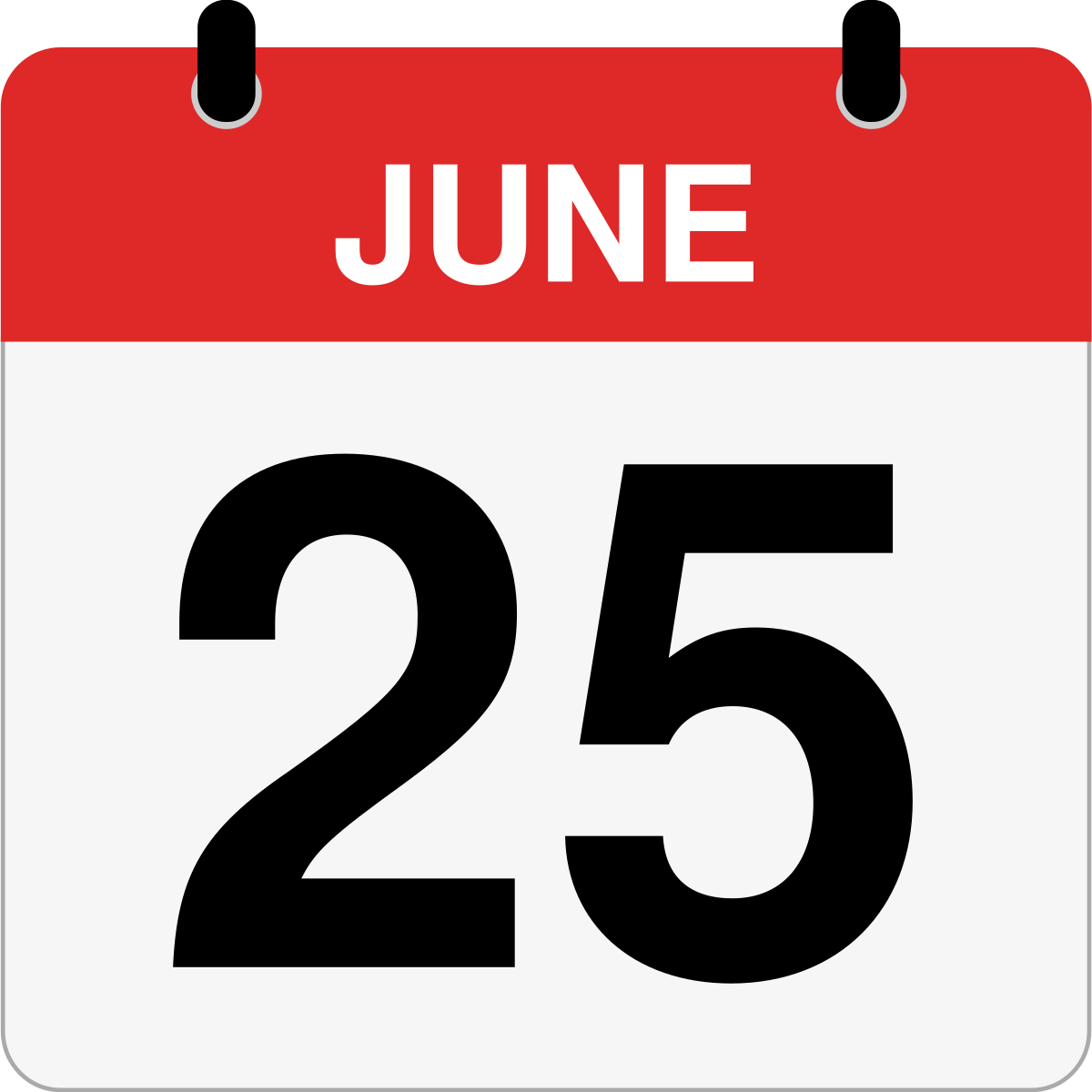 single day calendar graphic for June 25th
