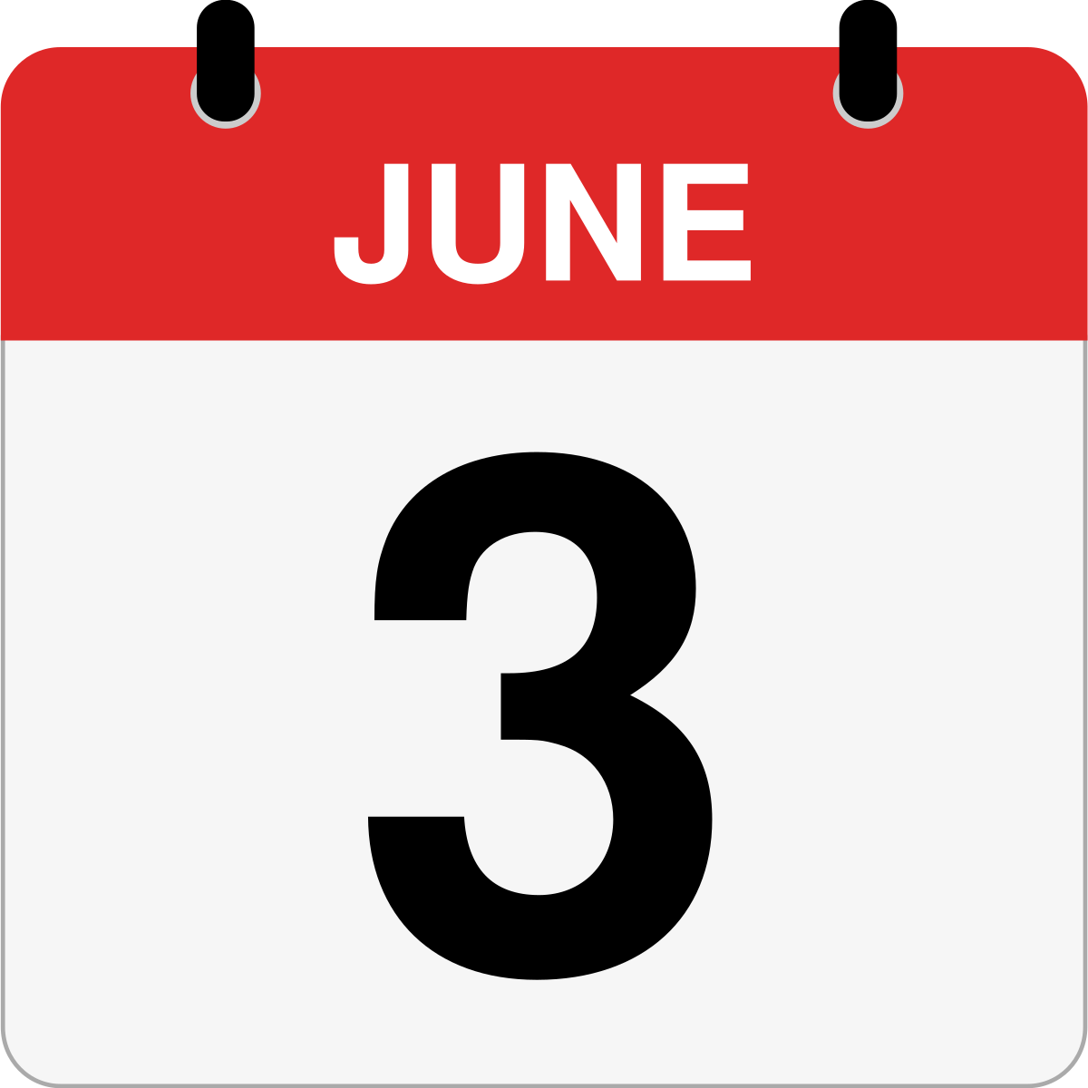 single day calendar graphic for June 3rd