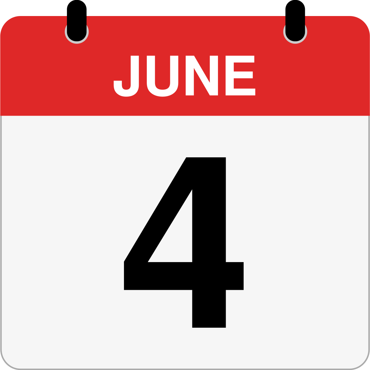 single day calendar graphic for June 4th
