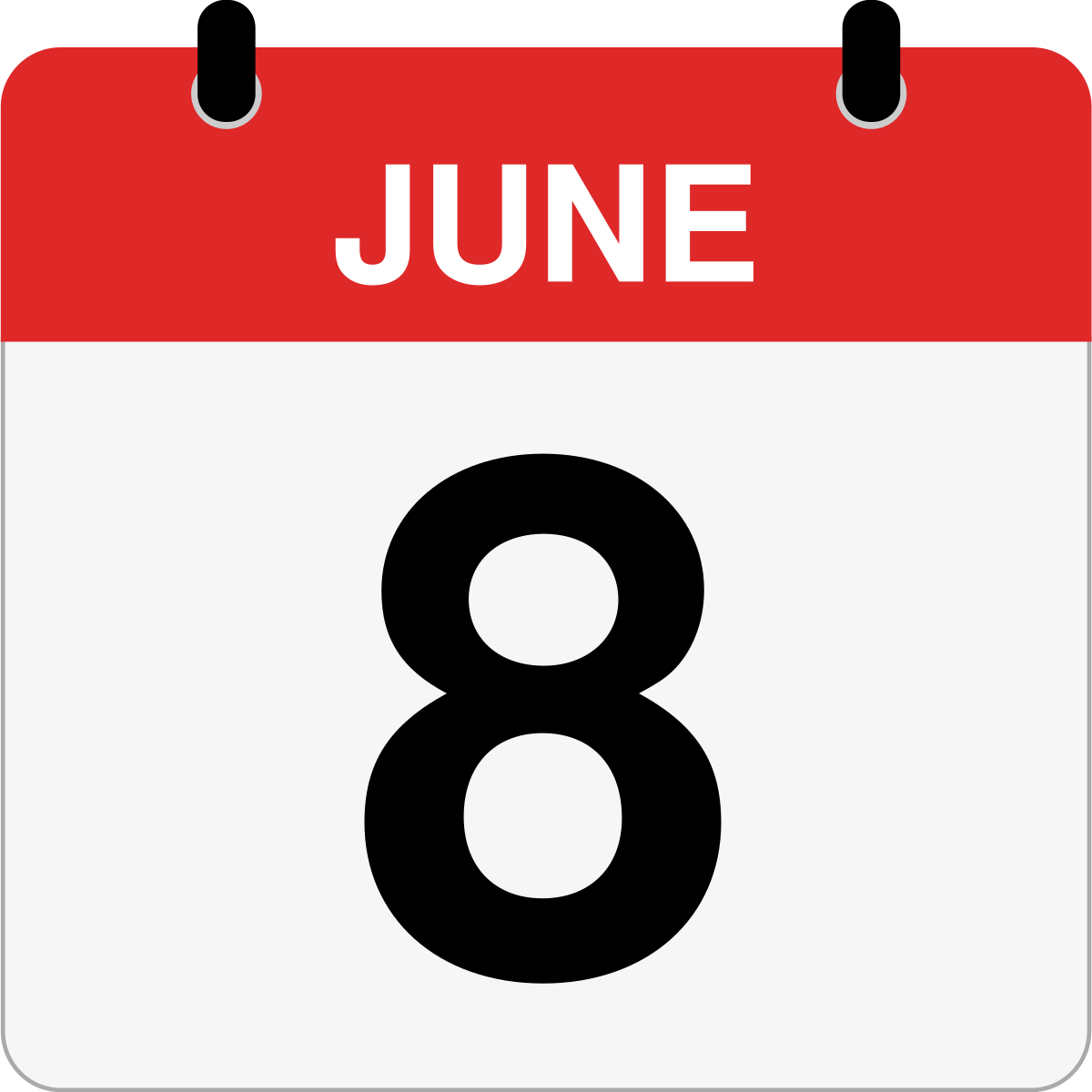 single day calendar graphic for June, 8th