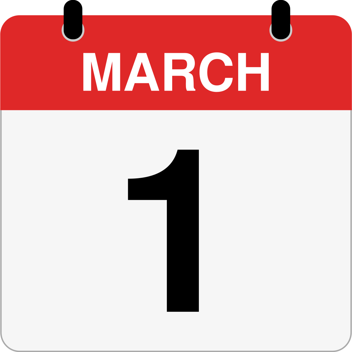 single day calendar graphic for March 1st