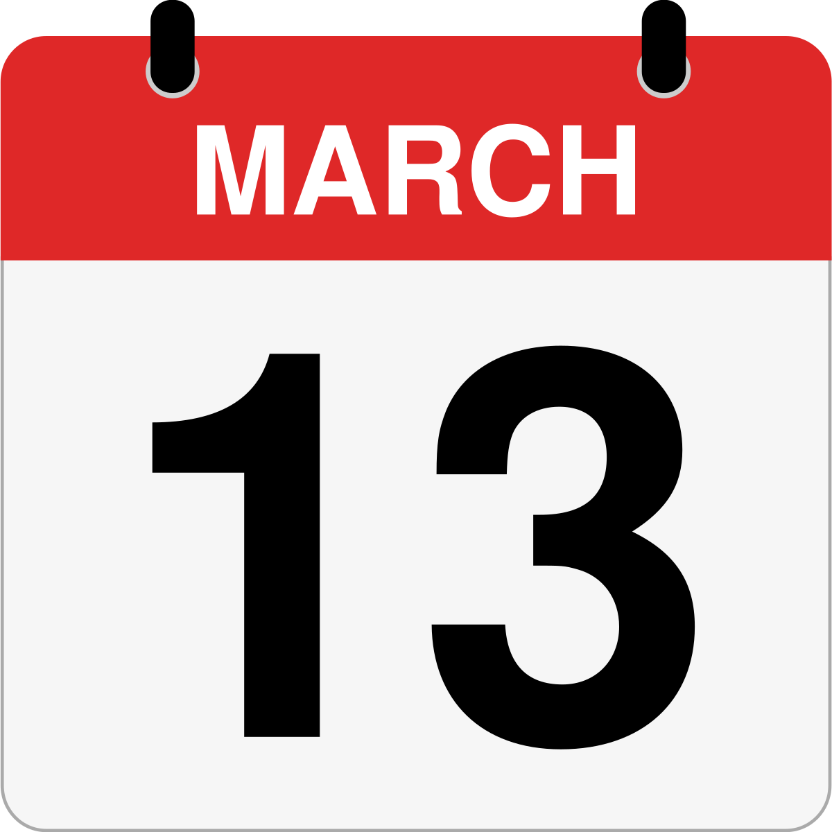 single day calendar graphic for March 13th
