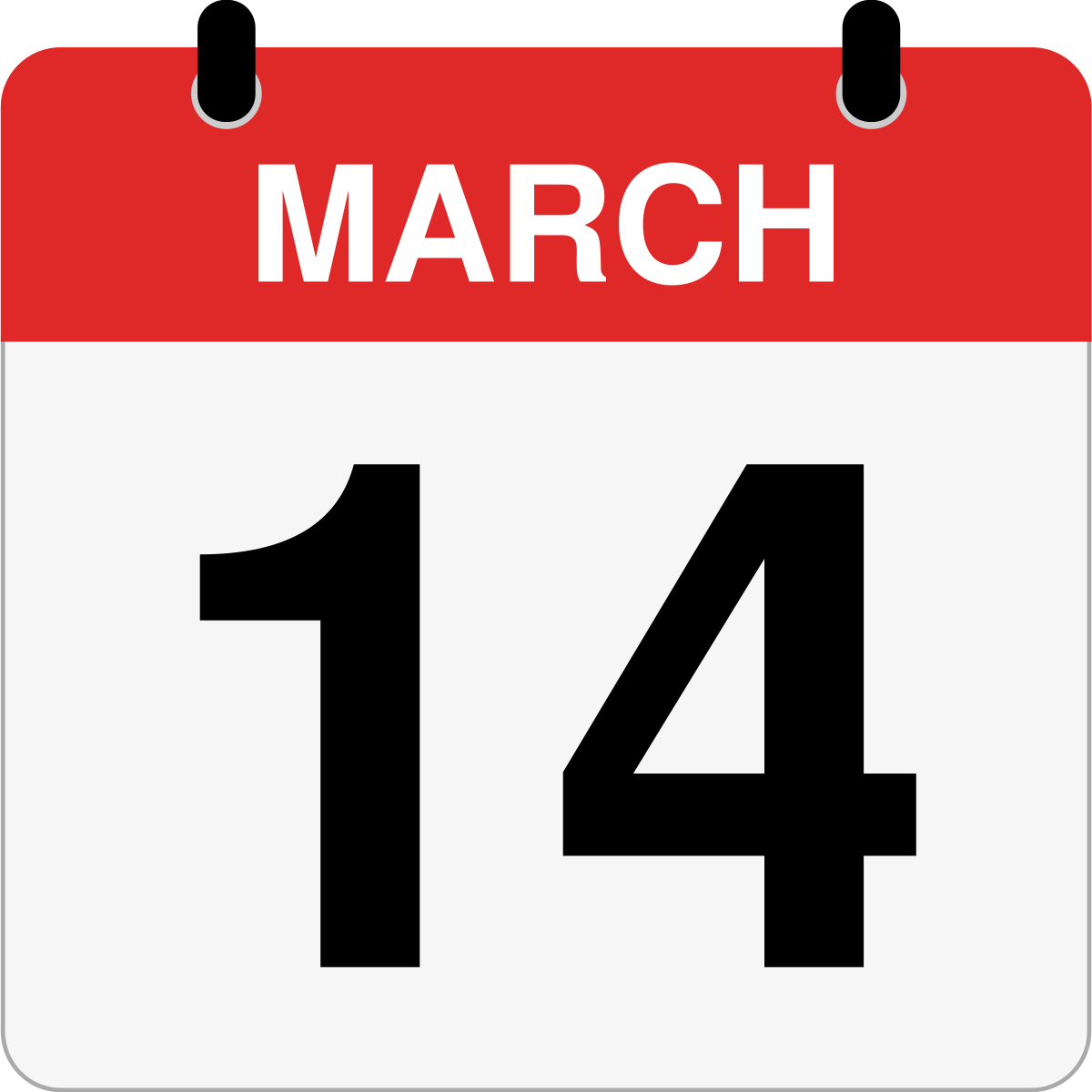 single day calendar graphic for March, 14th