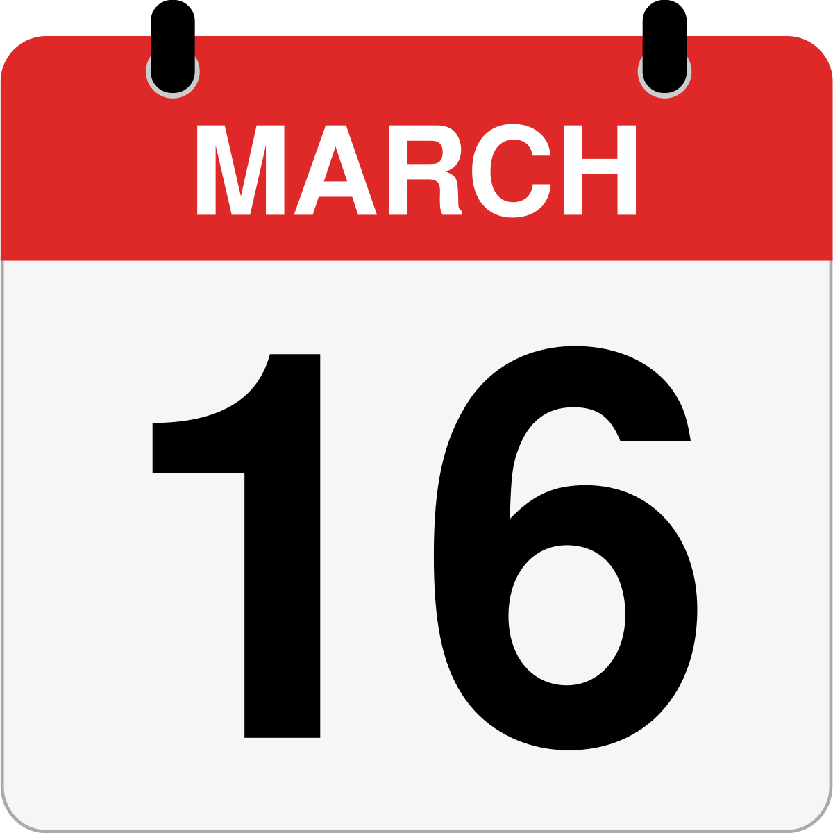 single day calendar graphic for March 16th
