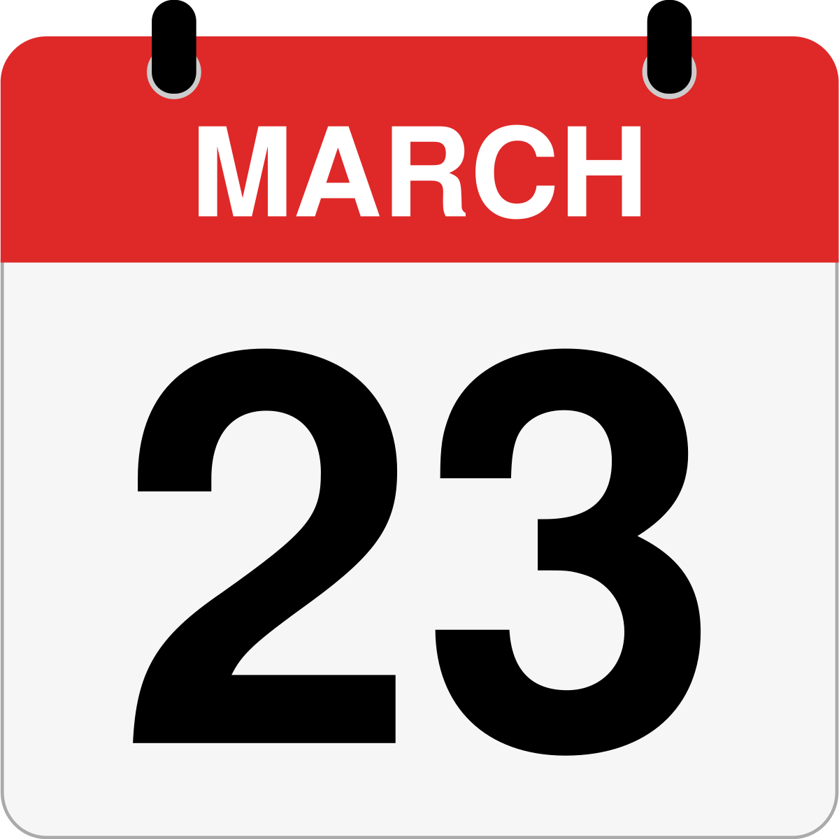 single day calendar graphic for March 23rd
