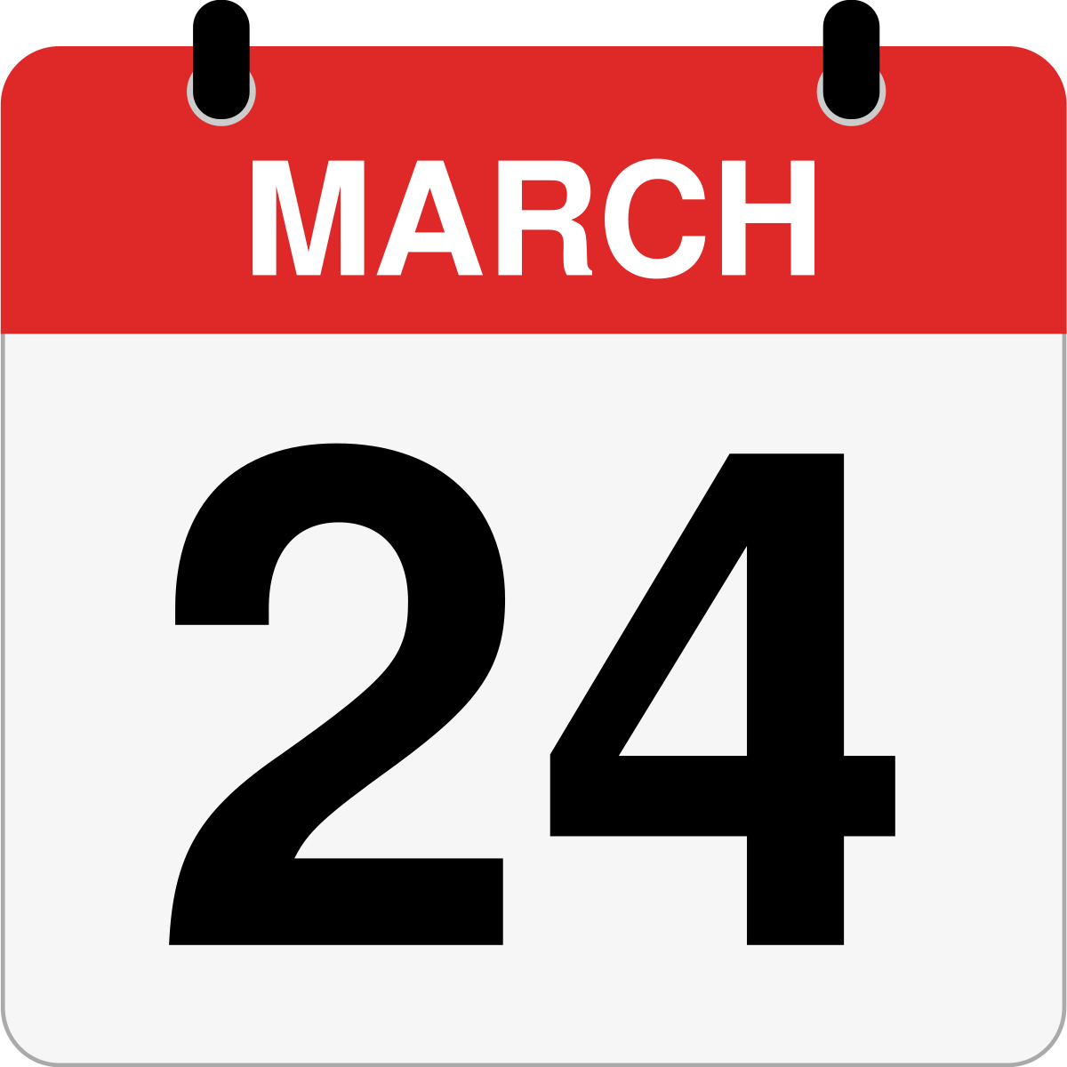 single day calendar graphic for March, 24th