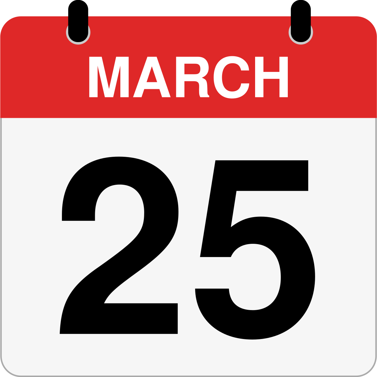 single day calendar graphic for March 25th