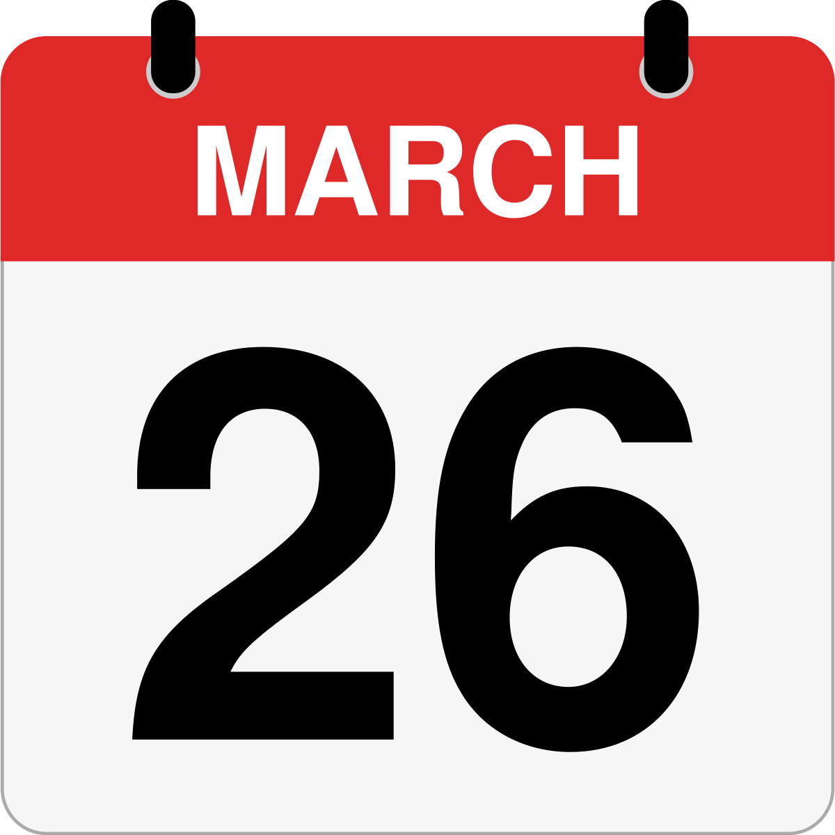 single day calendar graphic for March 26th