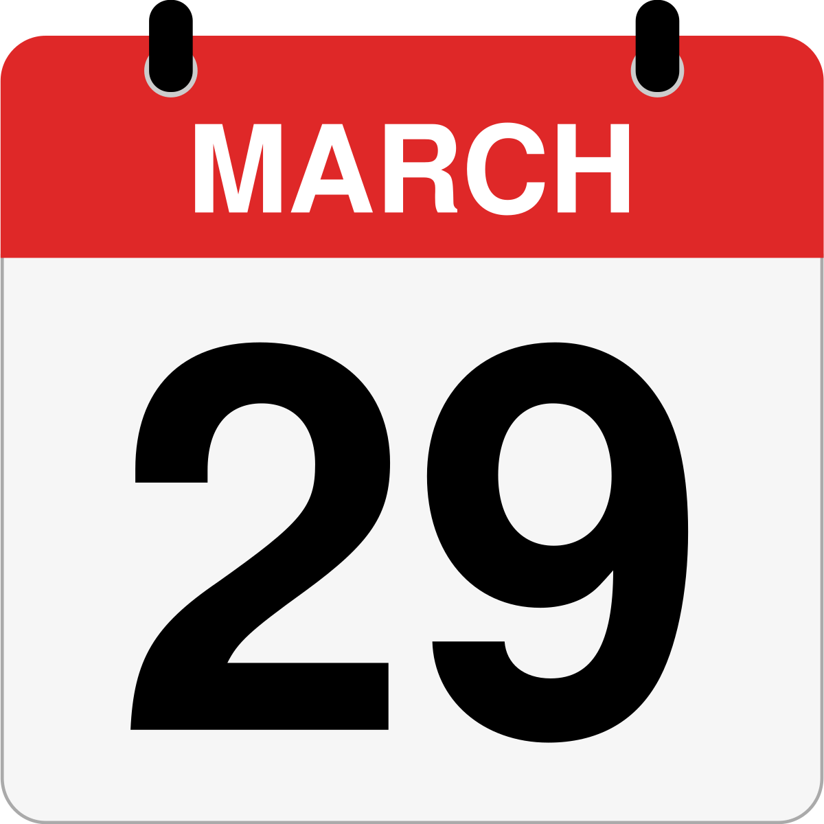 single day calendar graphic for March, 29th