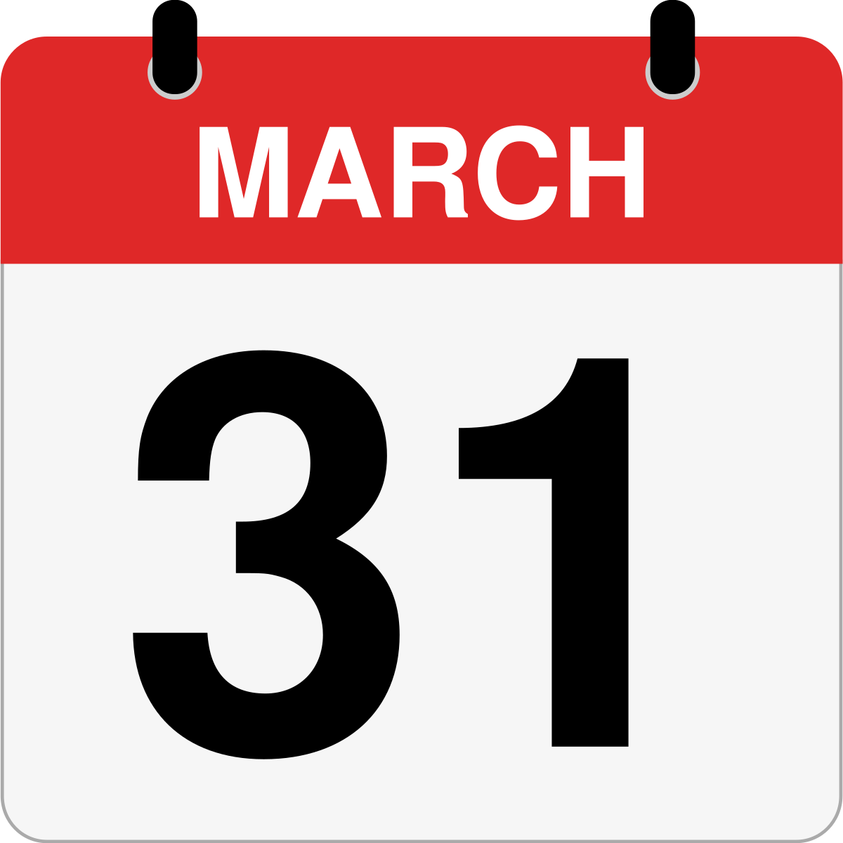 single day calendar graphic for March 31st