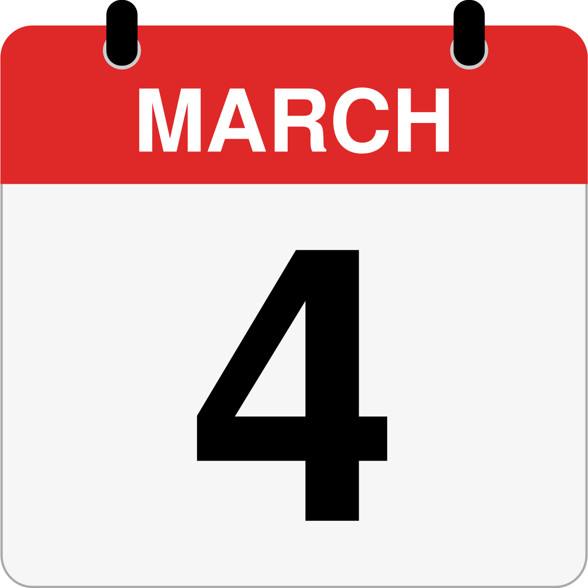 single day calendar graphic for March 4th