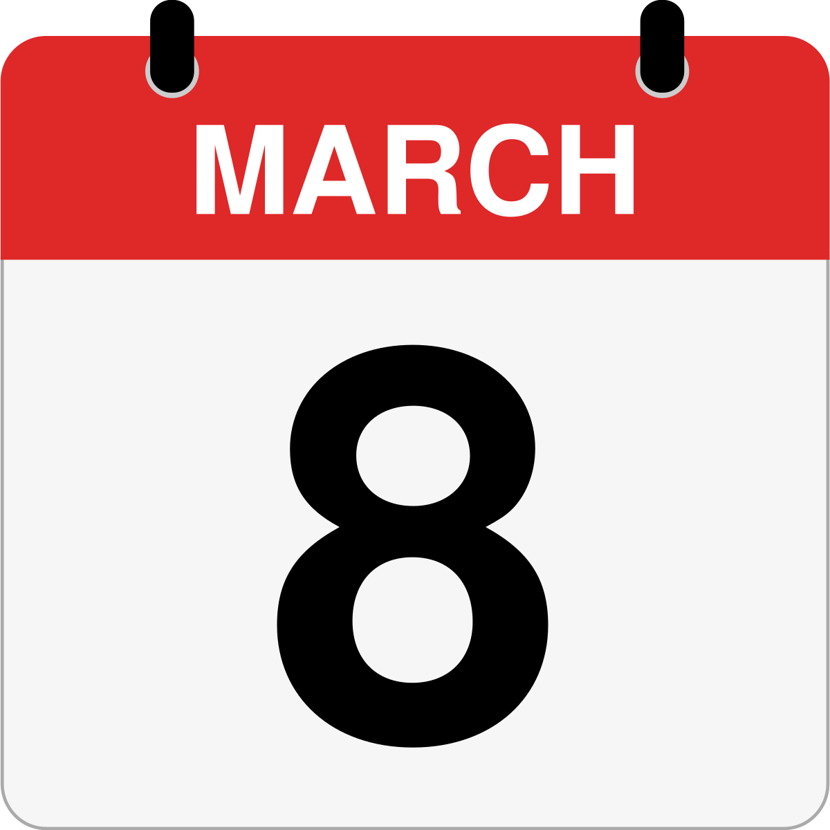 single day calendar graphic for March 8th