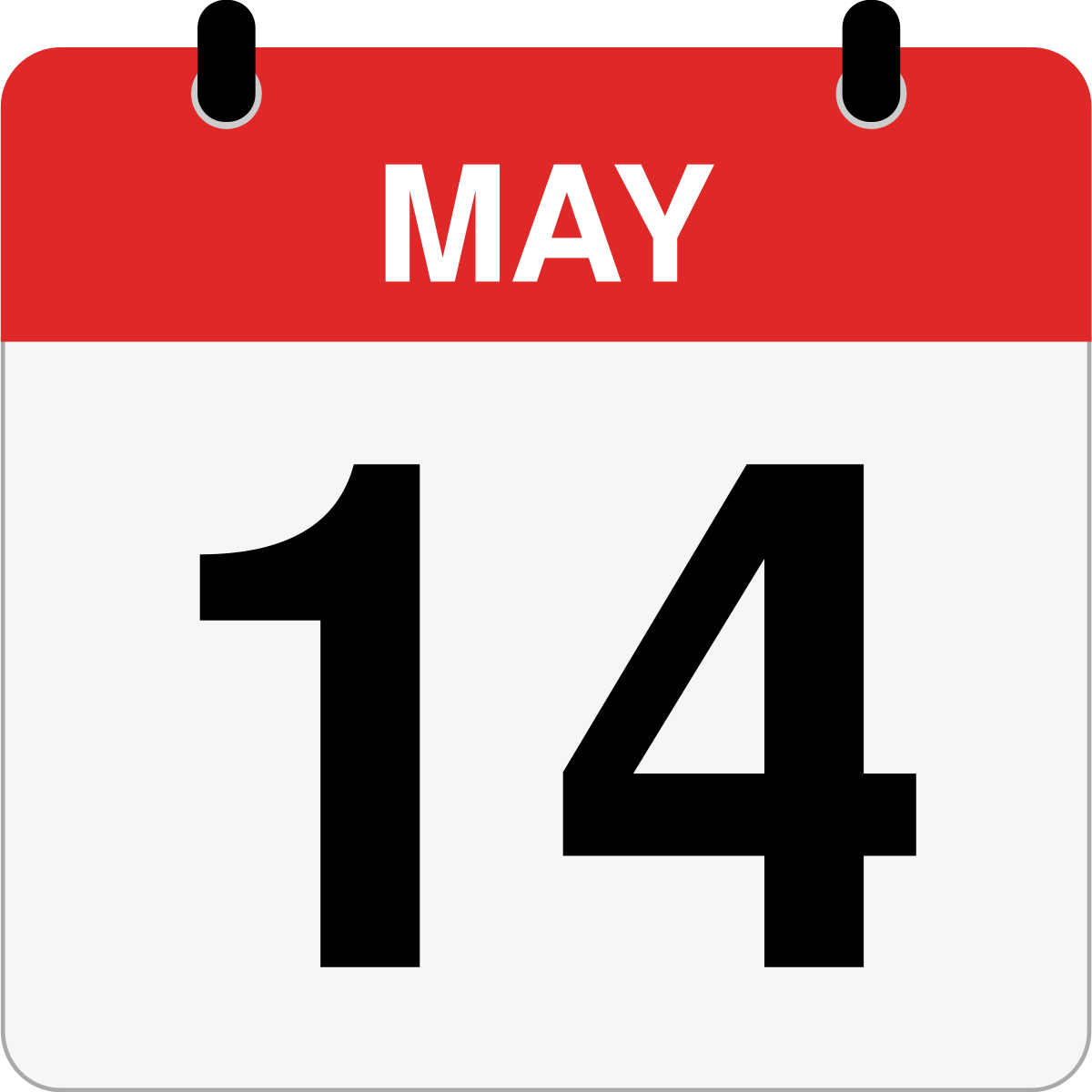 single day calendar graphic for May 14th