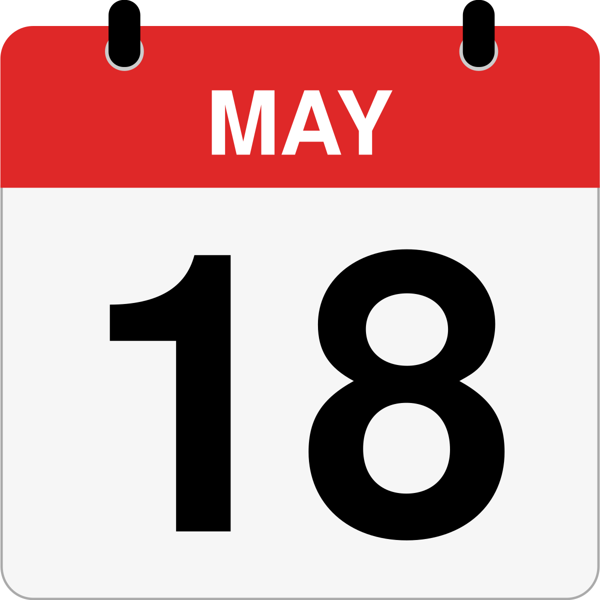 single day calendar graphic for May 18th