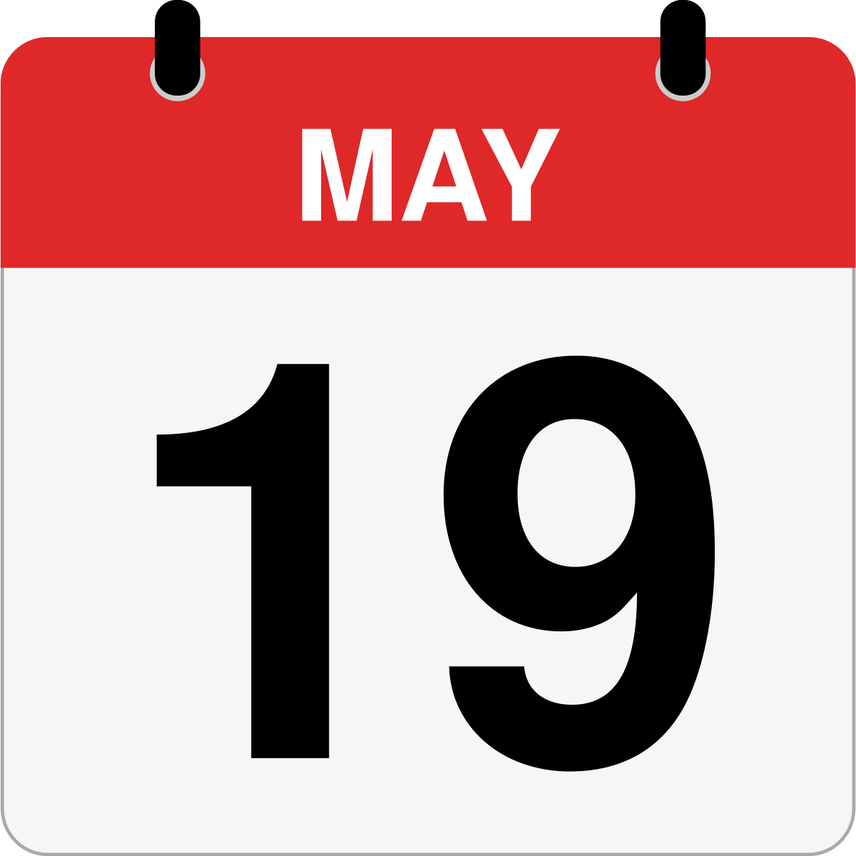 single day calendar graphic for May 19th