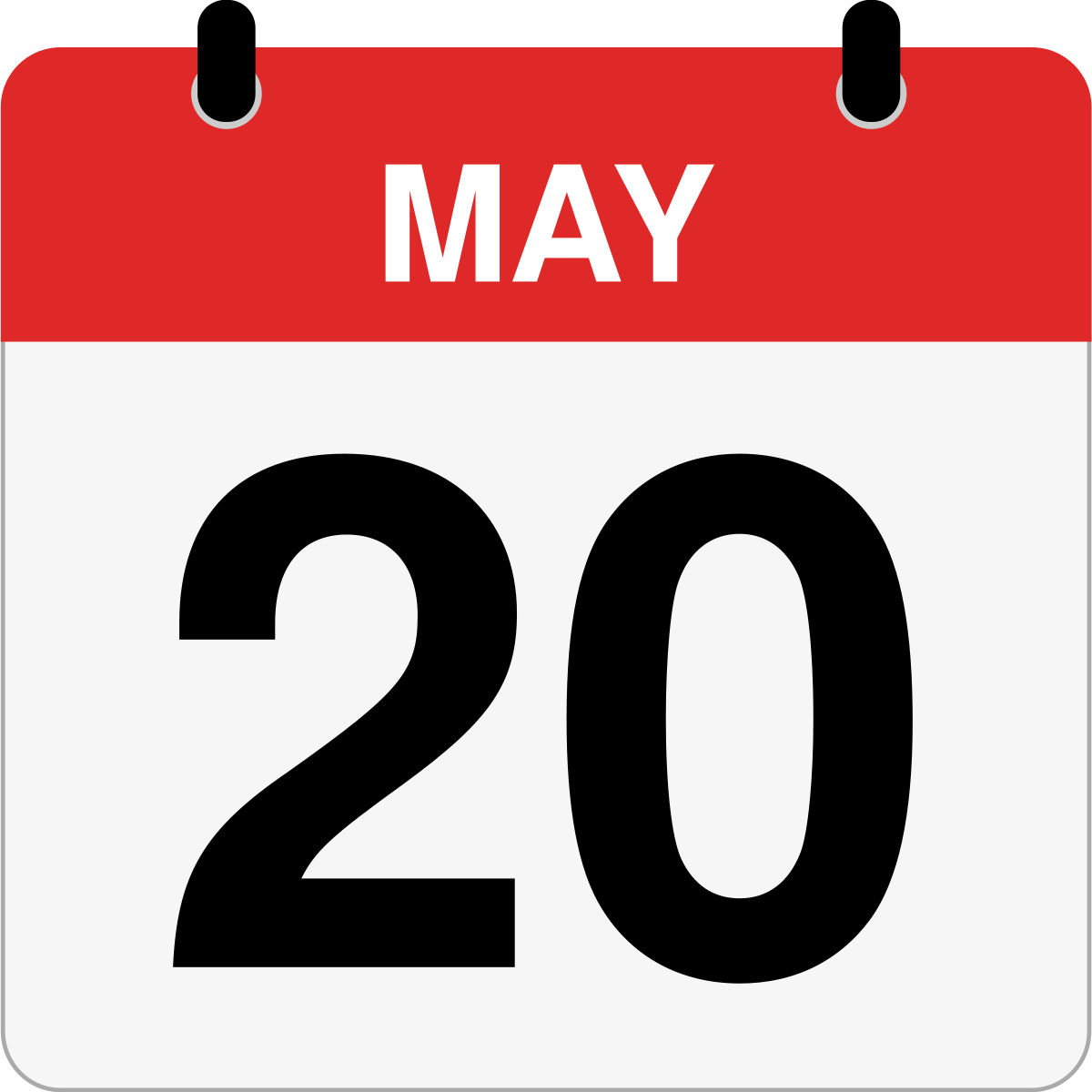 single day calendar graphic for May 20th