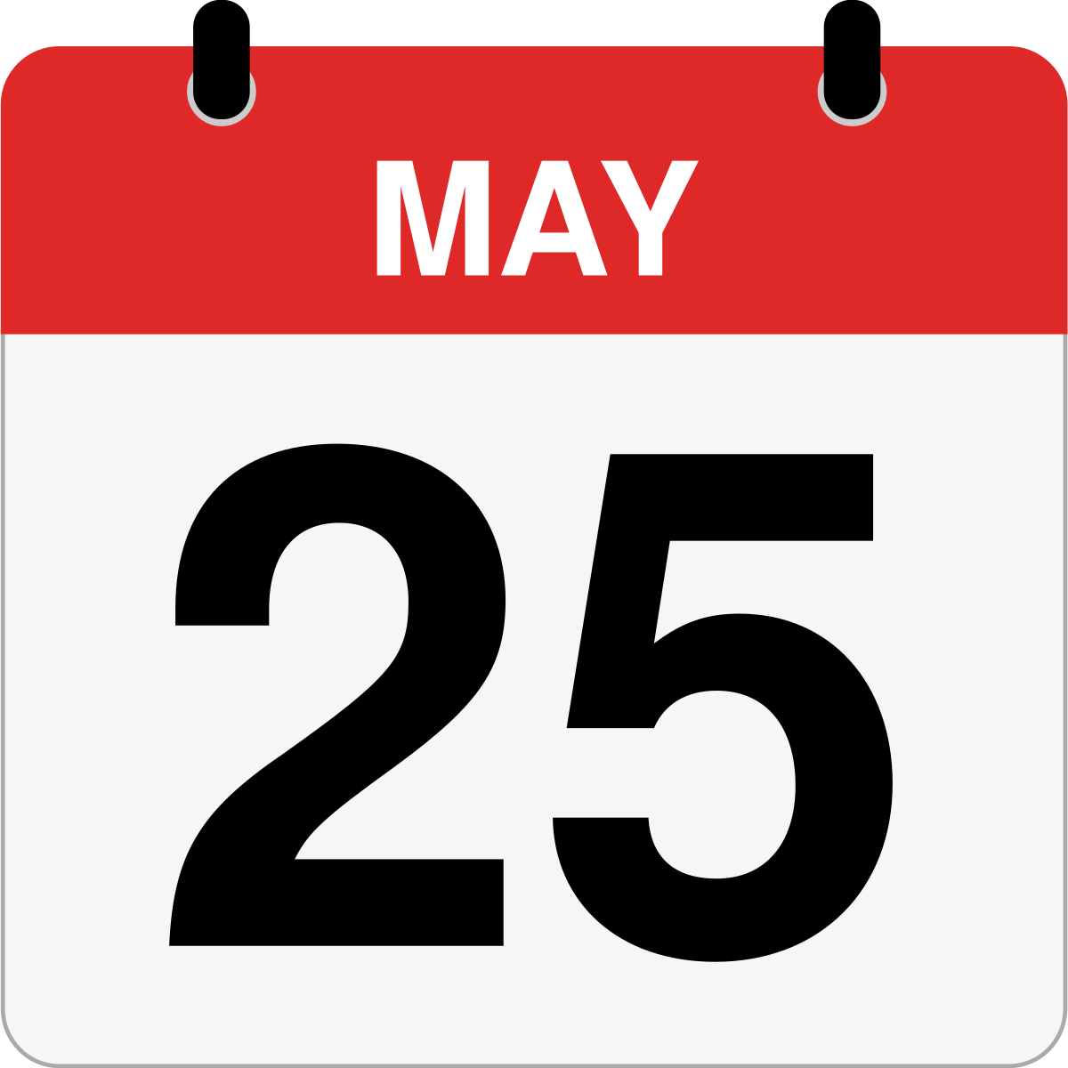 single day calendar graphic for May 25th