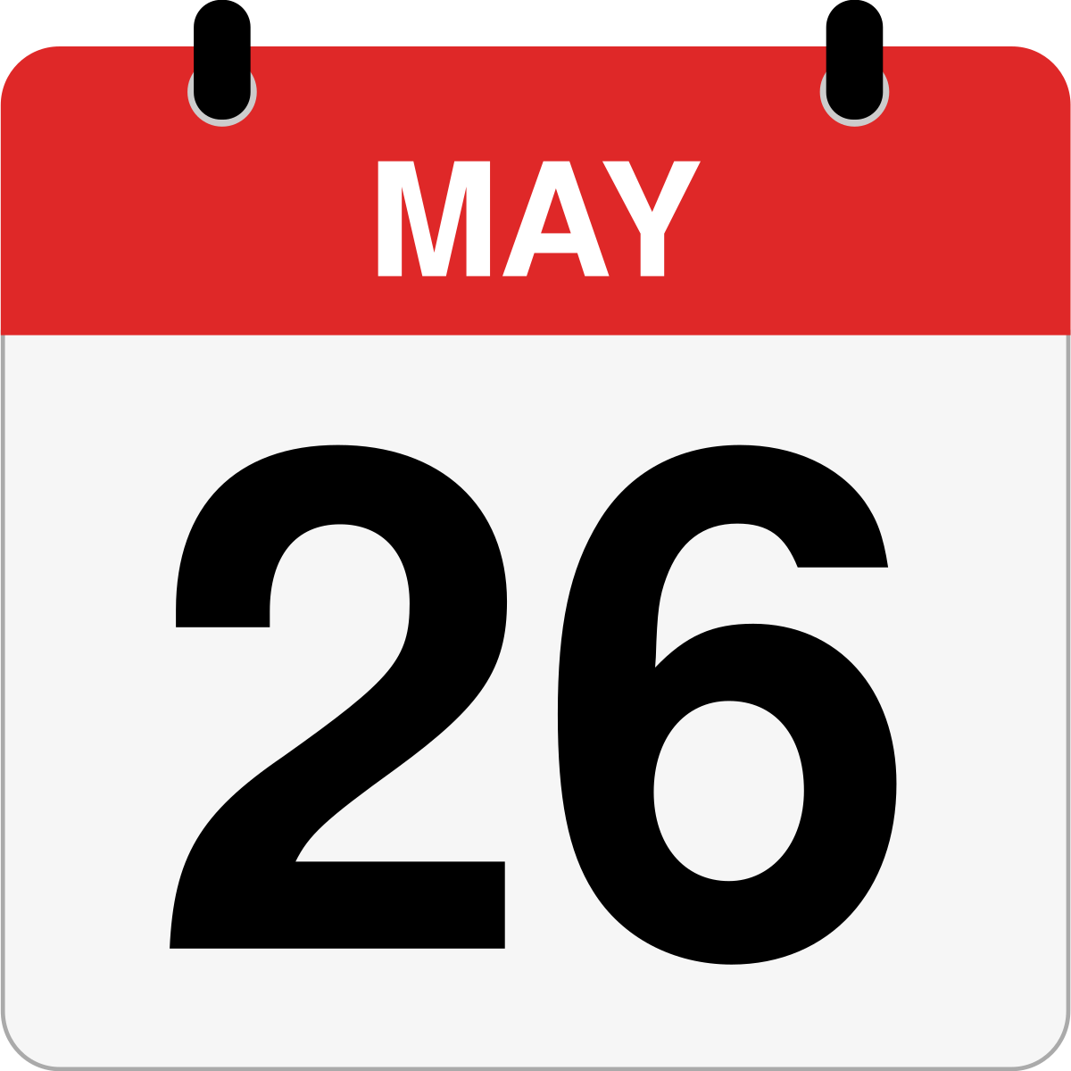 single day calendar graphic for May 26th